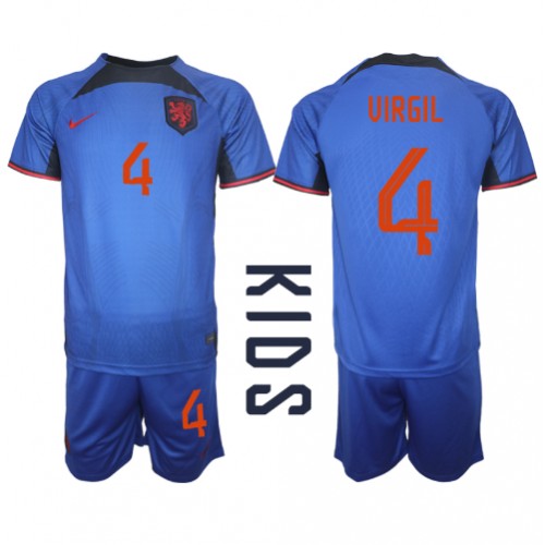 Nederland Virgil van Dijk #4 Bortedraktsett Barn VM 2022 Kortermet (+ Korte bukser) Nederland Virgil van Dijk #4 Bortedraktsett Barn VM 2022 Kortermet (+ Korte bukser)